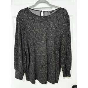 Adrianna Papell Women's Top Blouse Stretch Black and Brown XL 3/4 sleeve